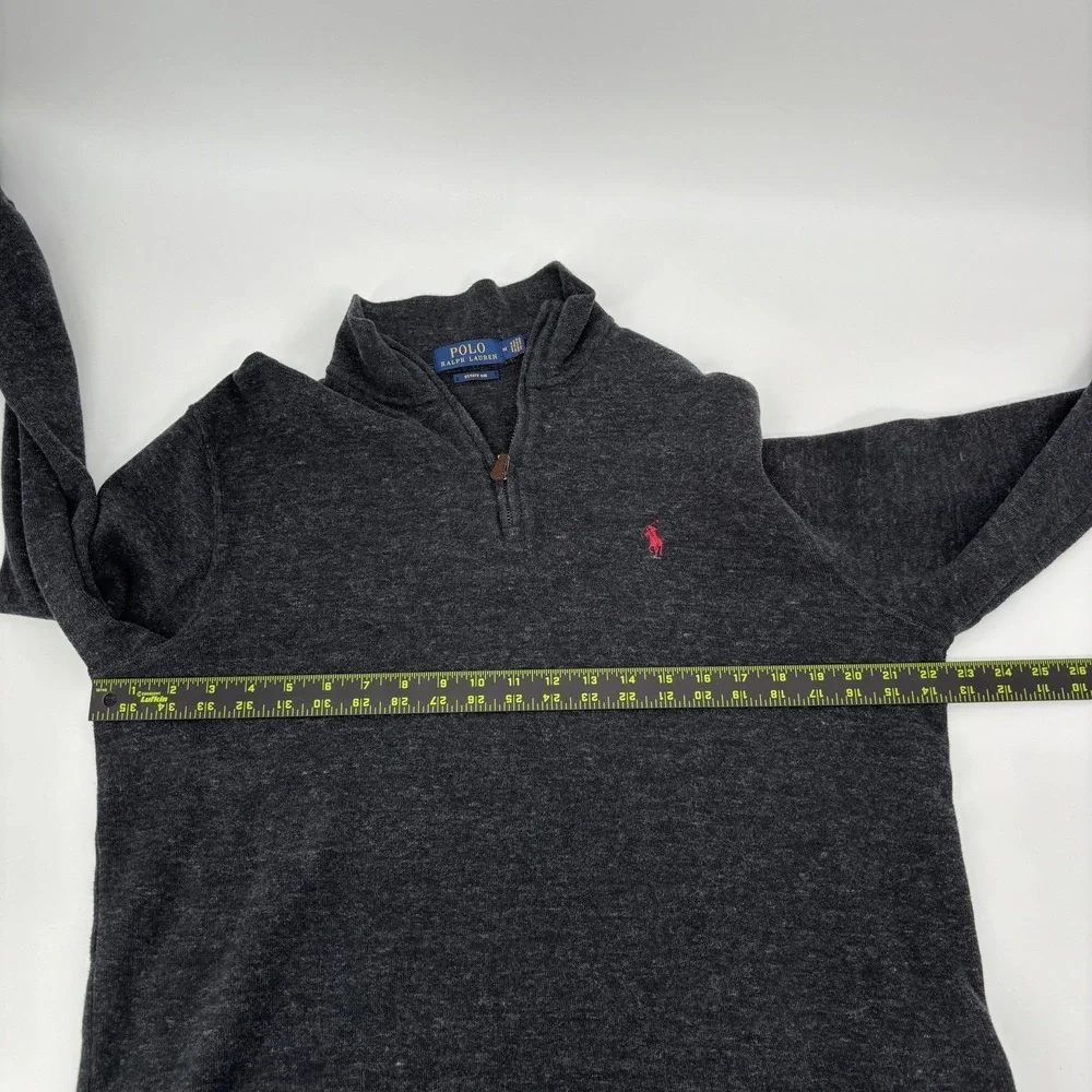 Polo Ralph Lauren Estate Rib‎ 1/4 Zip Sweater Men's Size Medium Gray Pullover